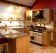 Smart fitted kitchen with Rangemaster cooker with double oven, grill & 5 ring gas hob, microwave, fridge, freezer, washing machine, dishwasher