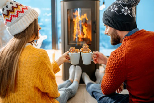 Cosy by the fireside in winter